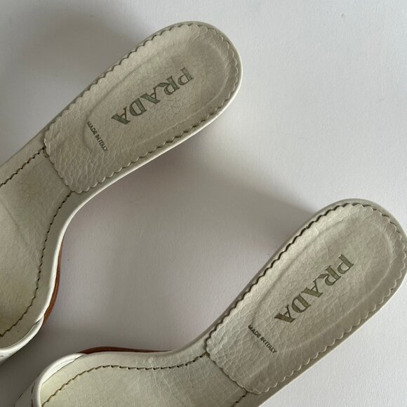 PRADA WHITE LEATHER MULES - Picture 5 of 9